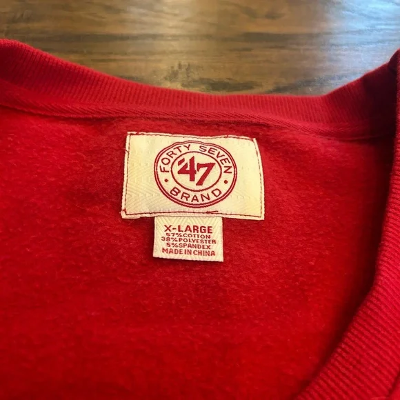 St Louis CARDINALS🍃47 Brand Cardinals Baseball Sequin Crewneck Sweatshirt Red XL - Picture 4 of 7